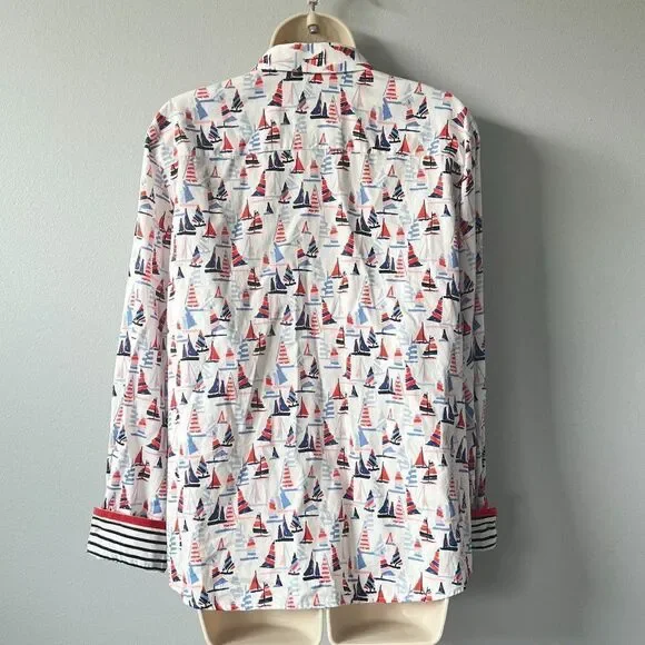 Foxcroft Sailboat Button Down 100% Cotton Shirt Size 12 - Picture 4 of 6
